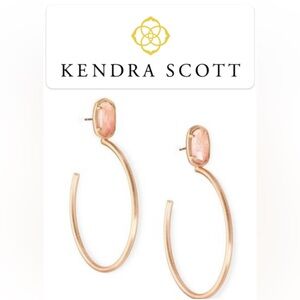 EUC [Kendra Scott] Small Pepper Blush Wood Stone Rose Gold Hoop Earrings